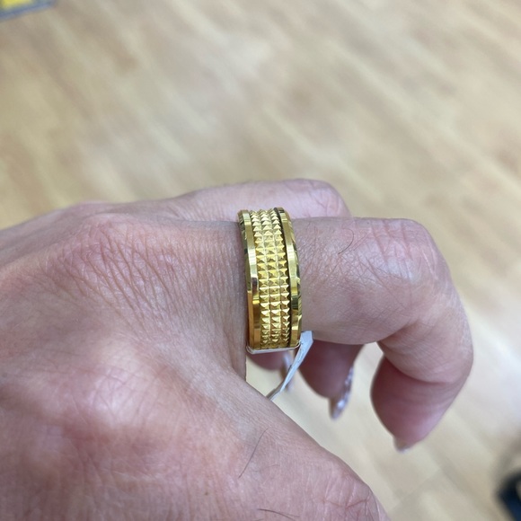 8mm Men Women Tungsten Ring Yellow Gold plated Jagged center - Picture 5 of 7